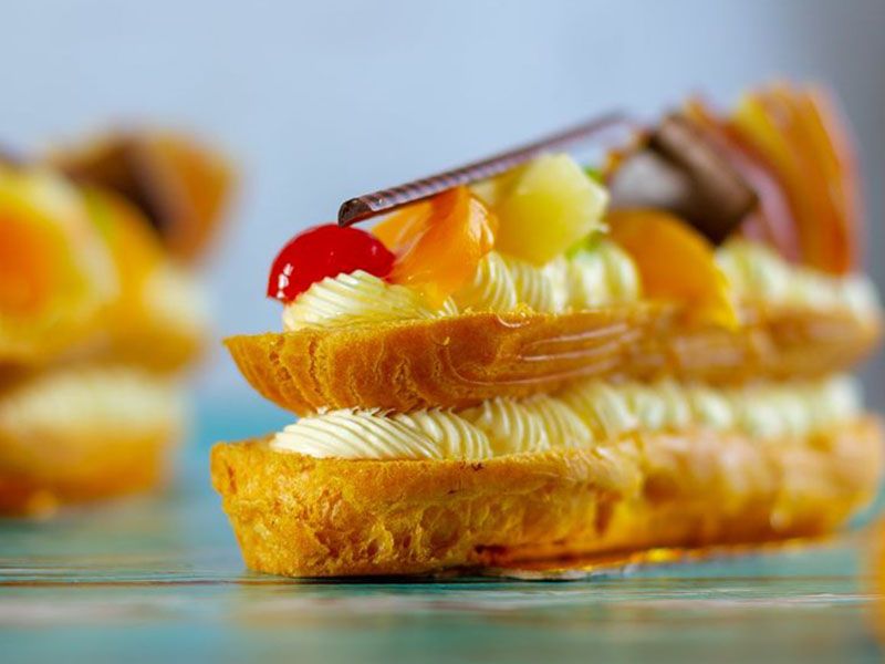 A piece of French fruit eclair