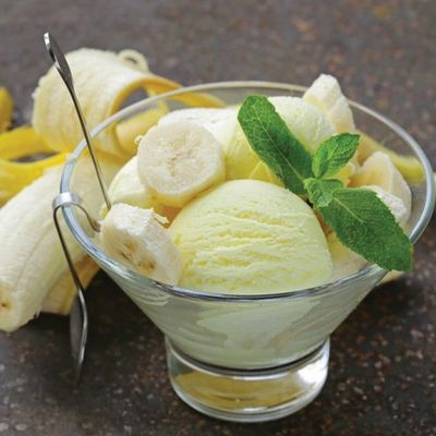 Banana with milk ice cream with banana pieces