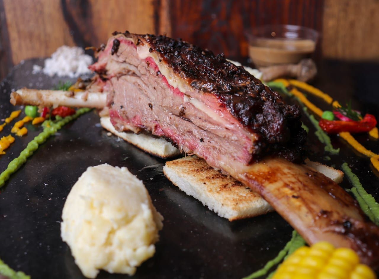 Rib eye smoked steak meal