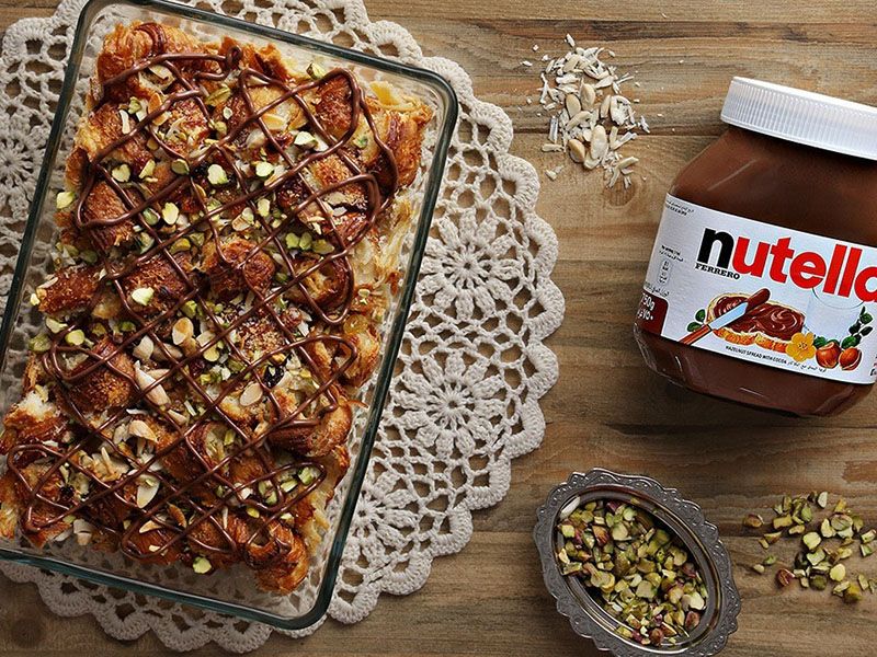 Umm Ali with Nutella and Nuts
