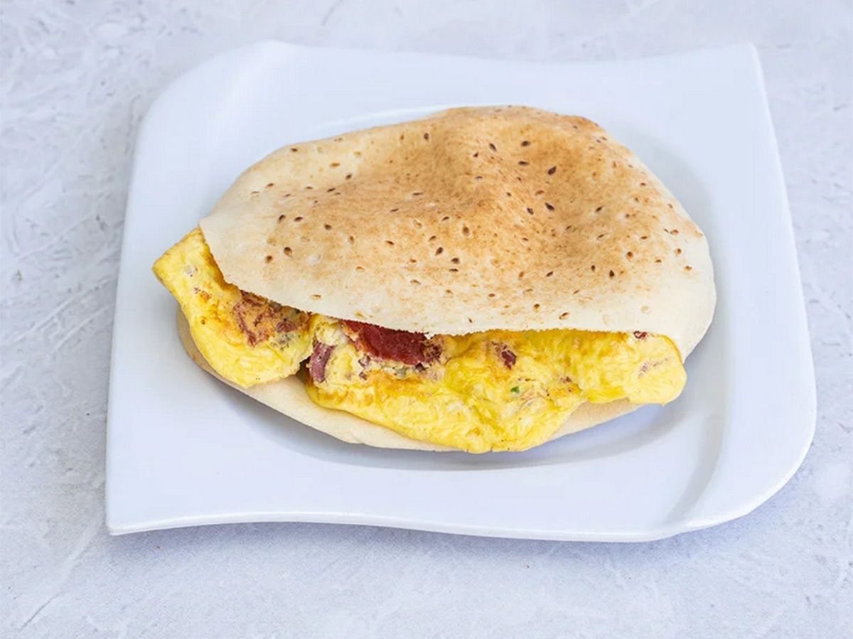 Pastrami omelette sandwich