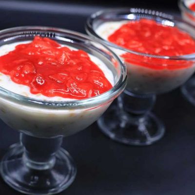 Rice Pudding with Strawberry Pieces