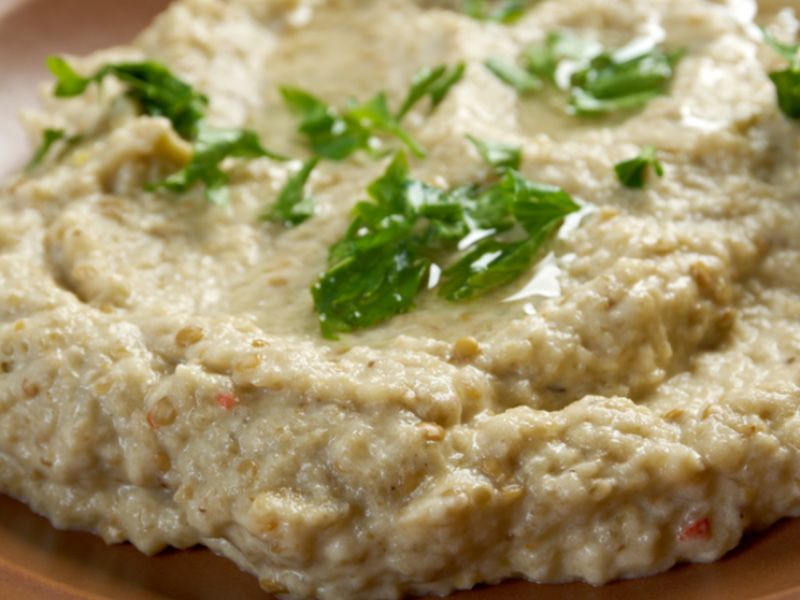 Baba Ghannoug With Vegetables Salad