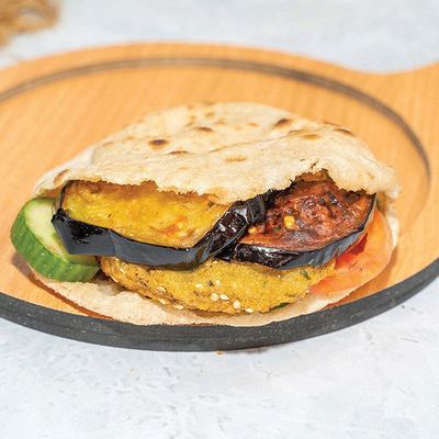 Eggplant taameya sandwich.