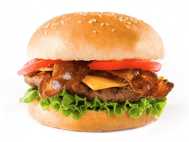 Bacon Beef Burger With BBQ Sauce Sandwich