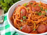 Hot Dog With Red Sauce Pasta