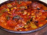 Okra with meat casserole