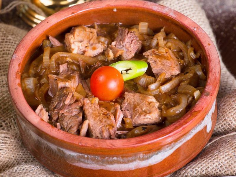 Okra With Mutton Meat And Rice Casserole