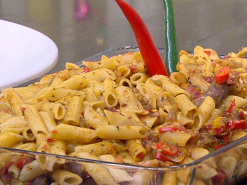 Pasta With Oriental Sausage And Pastrami Casserole