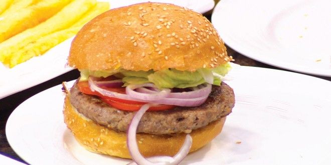 Burger Sandwich With Onion Rings