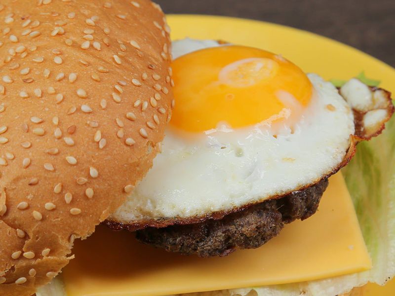 Beef Burger With Eggs Sandwich