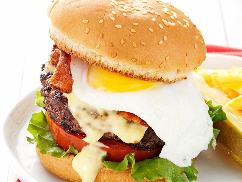 Beef Burger With Eggs Sandwich