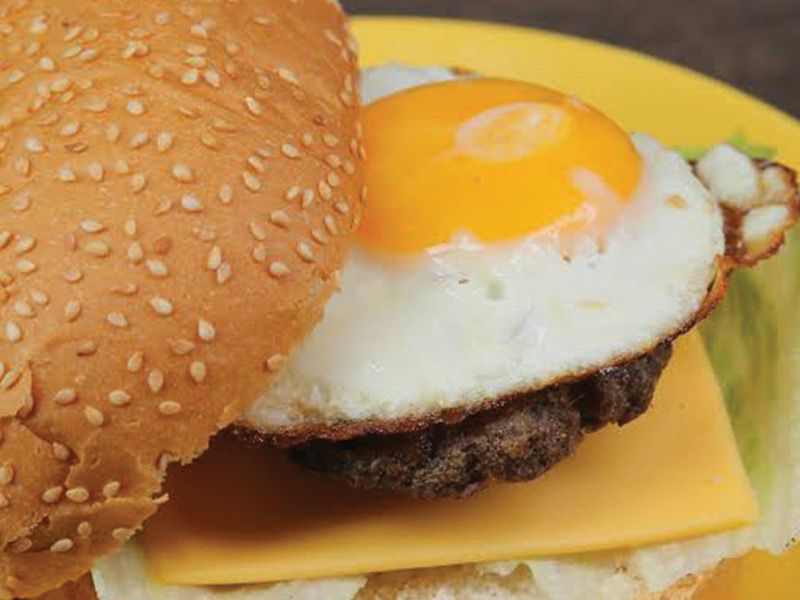 Meat With Eggs Burger Sandwich