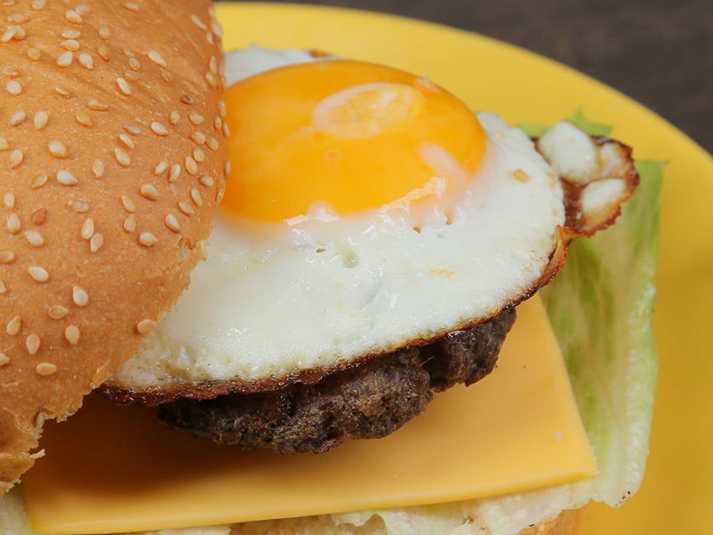 Beef Burger With Eggs Sandwich