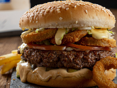 onion rings burger sandwich