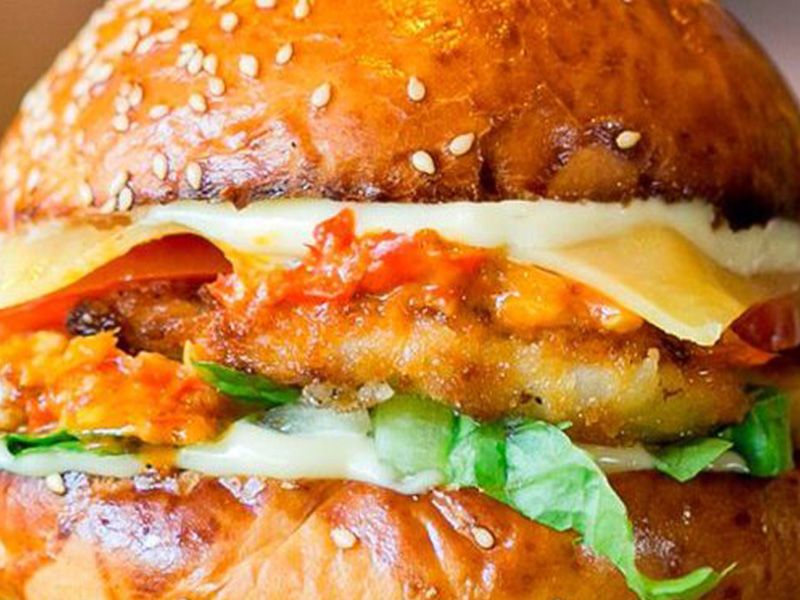 Borkan Beef Burger With Cheese Sandwich