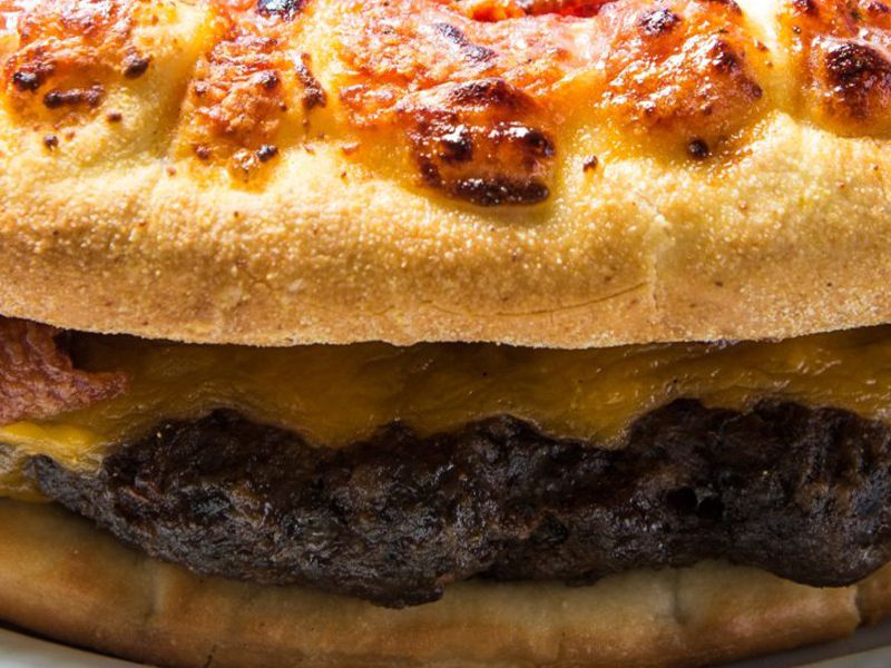 Pizza Beef Burger With Mushroom Sandwich