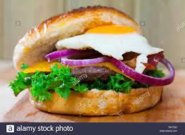 Beef Burger With Eggs Sandwich