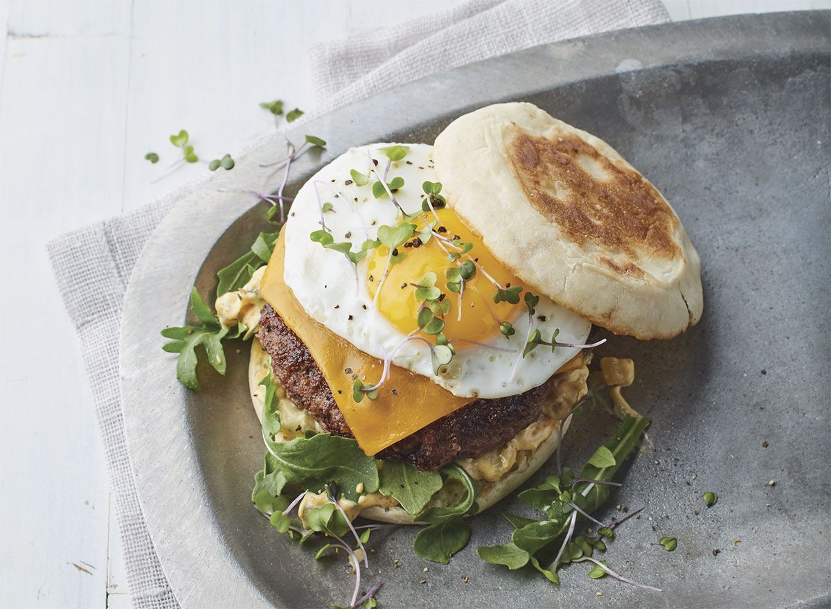 Beef Burger With Eggs Sandwich