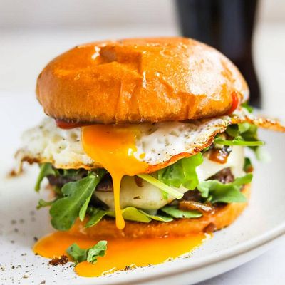 Egg with burger sandwich