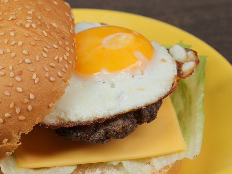 Beef Burger With Eggs Sandwich