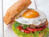 Beef Burger With Eggs Sandwich