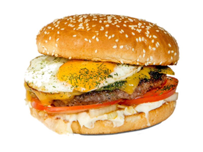 Beef Burger With Eggs Sandwich