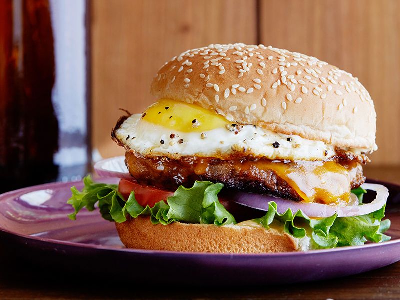 Beef Burger With Egg And Cheese Sandwich