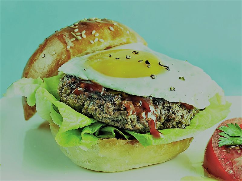 Jumbo Beef Burger With Eggs Sandwich