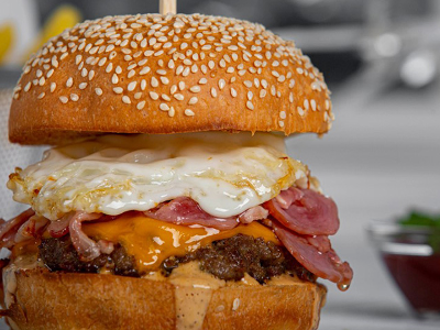 Cheese Burger with Eggs Sandwich