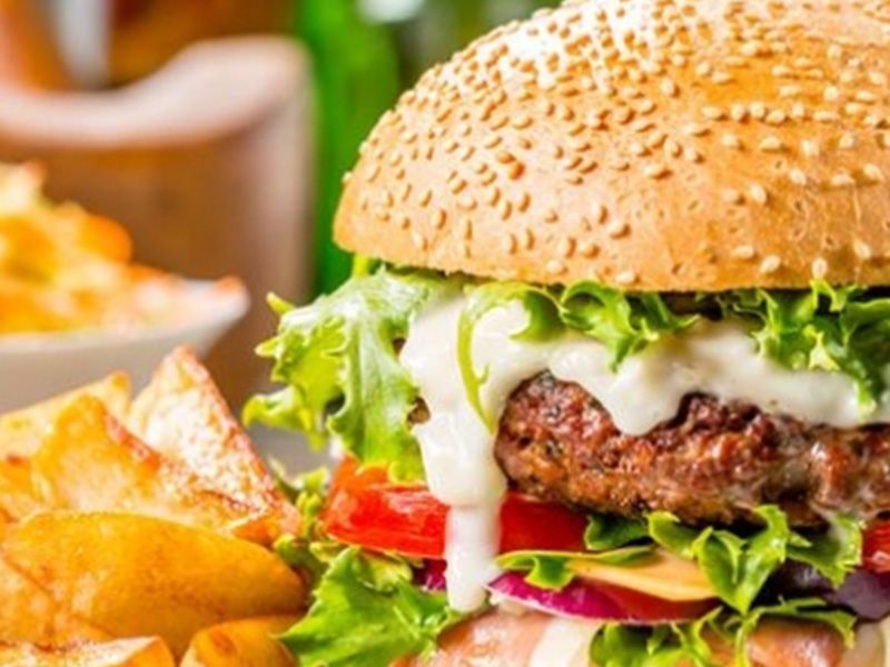 Beef Burger With Eggs Sandwich