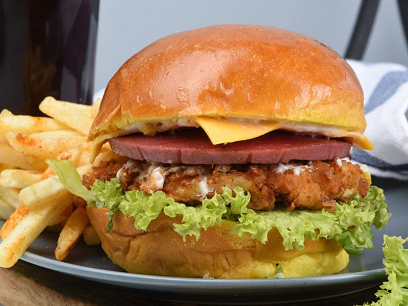 Jumbo Beef Burger With Eggs Sandwich