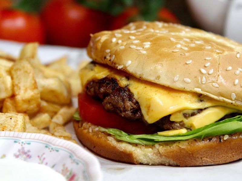 Beef Burger With Cheese Sandwich