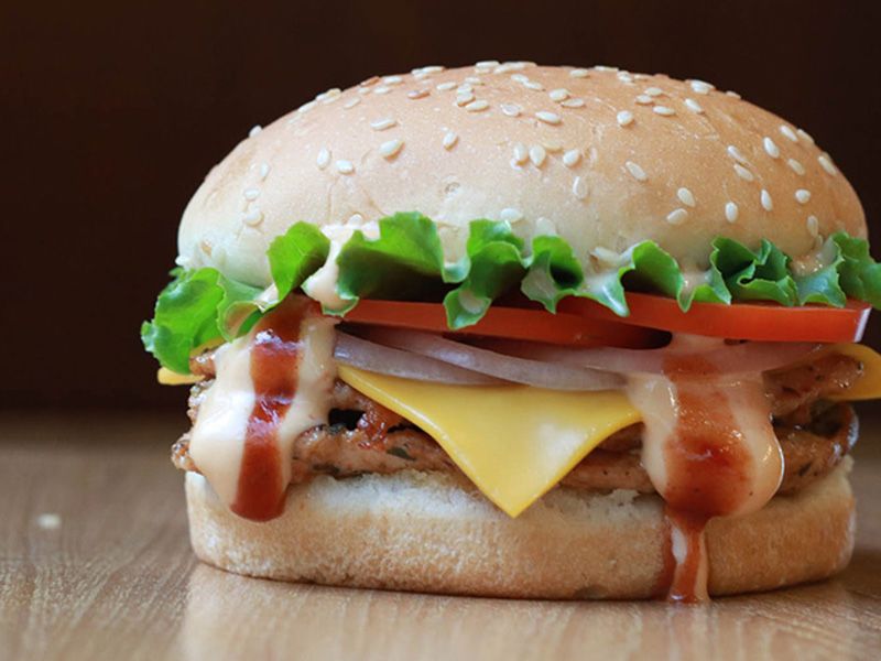 Beef Burger With Cheese Sandwich