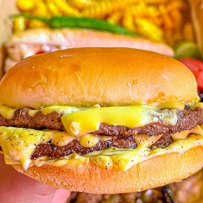 Double charcoal-grilled beef burger