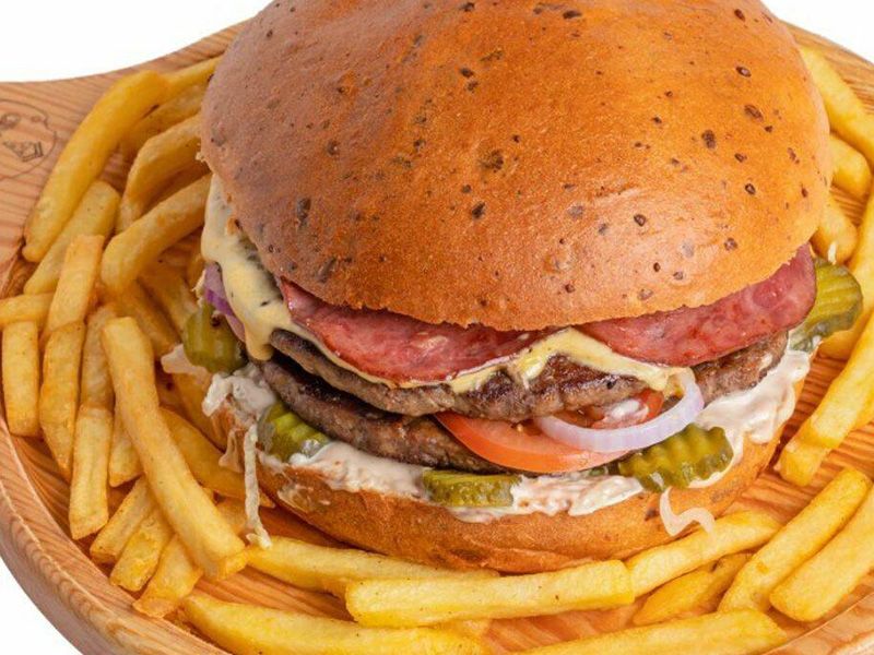 Double Cheese Beef Burger Sandwich - 250 Gm