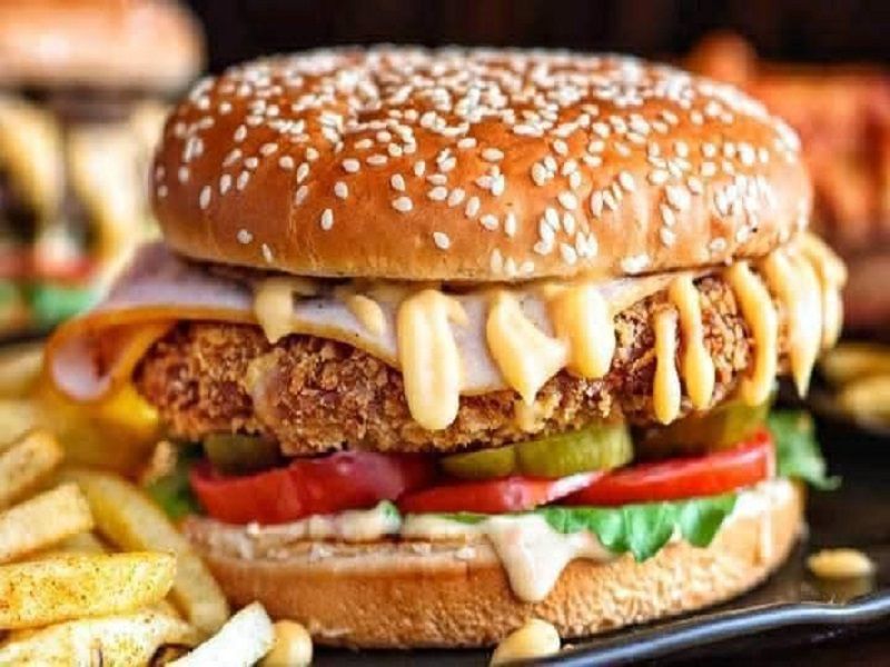 Chicken Burger With Cheese Sandwich