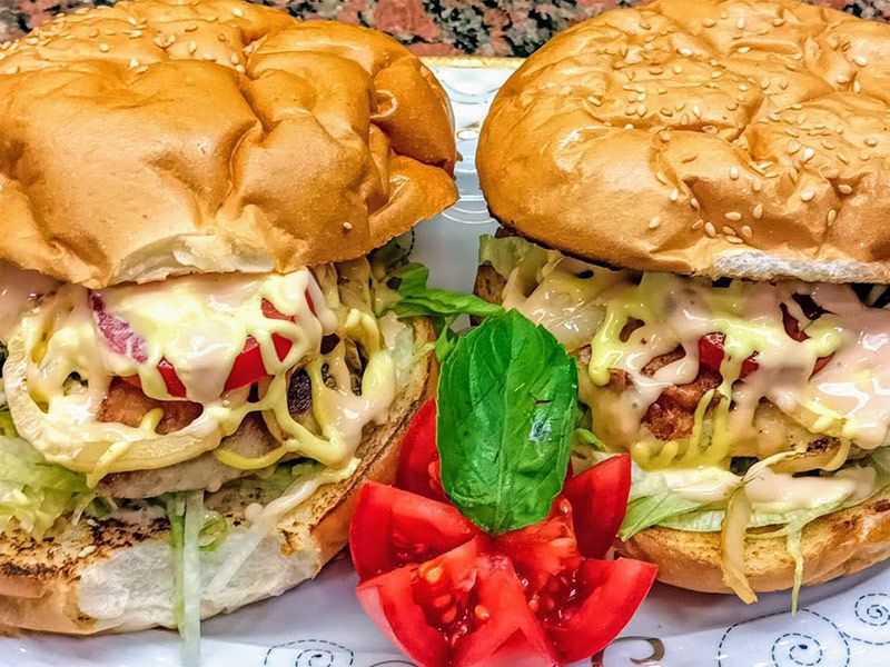 Chicken Burger With Egg And Cheese Sandwich