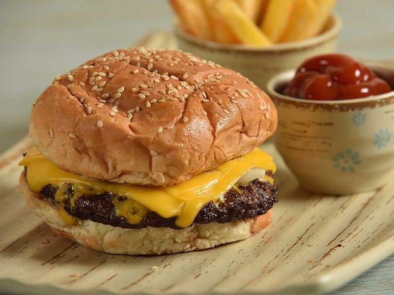 Beef Burger With Cheese Sandwich