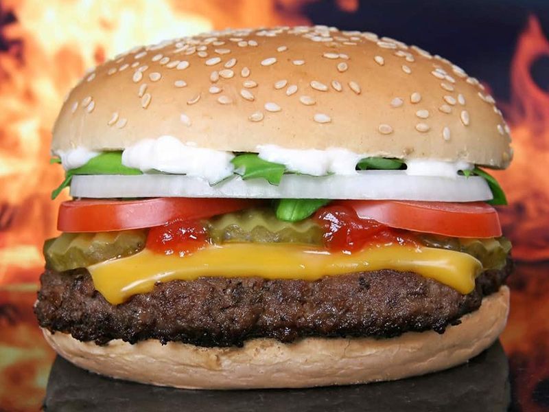 Cheese Beef Burger With Eggs Sandwich