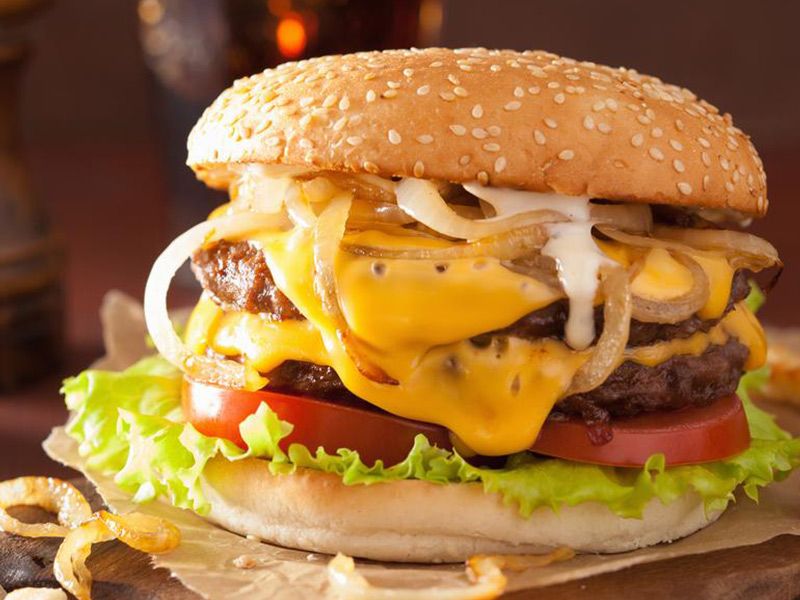 Beef Burger With Cheese Sandwich