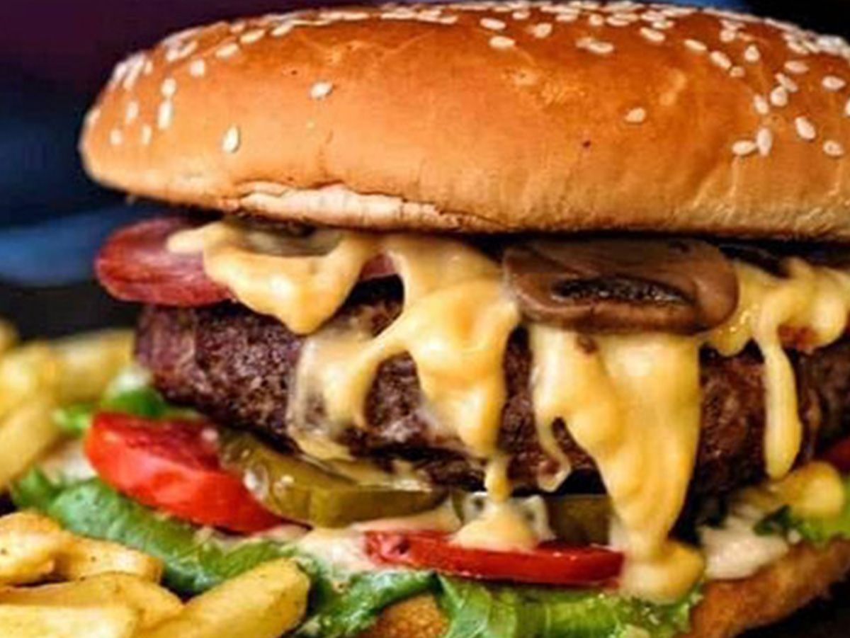 Mushroom burger sandwich