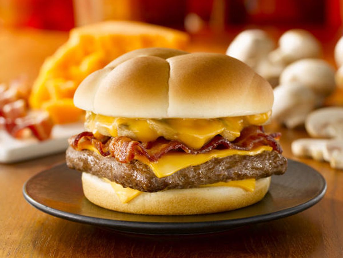 Cheddar mushroom burger sandwich