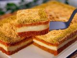Basbousa with Qeshta and nuts platter