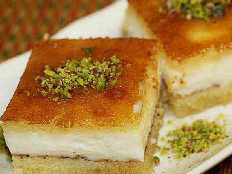 Basbousa with cream