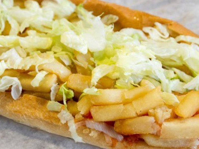Potato Fingers With Ketchup And Mayonnaise Sandwich