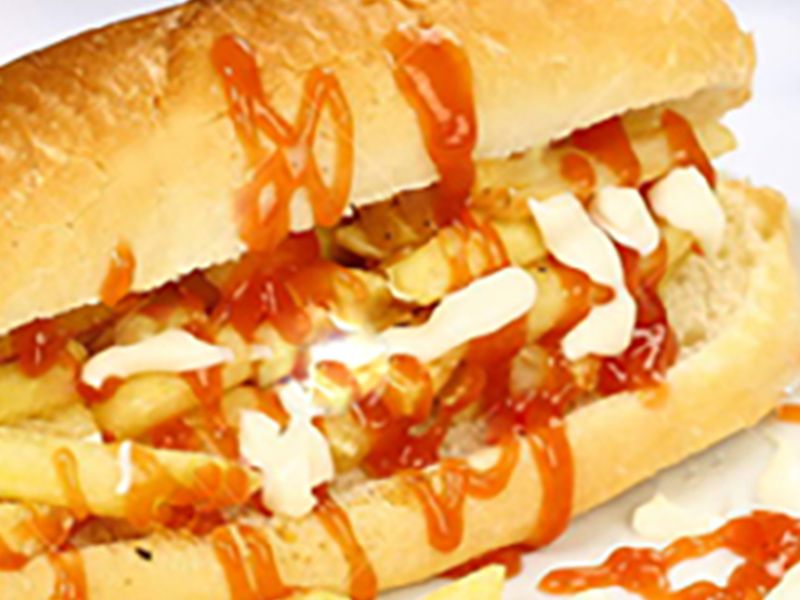 French Fries With Sesame Paste Salad Sandwich