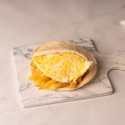 Potato on egg sandwich