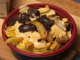 French Fries With Oriental Sausage And Cheese