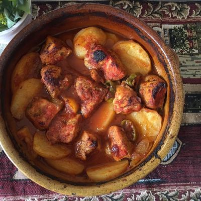 Potato Tray With Half A Marinated Chicken